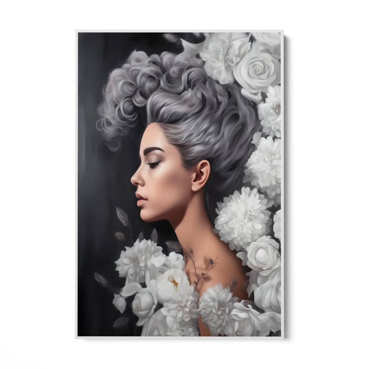 Quadro Stampa su Tela Grigio Floreale - CupidoDesign