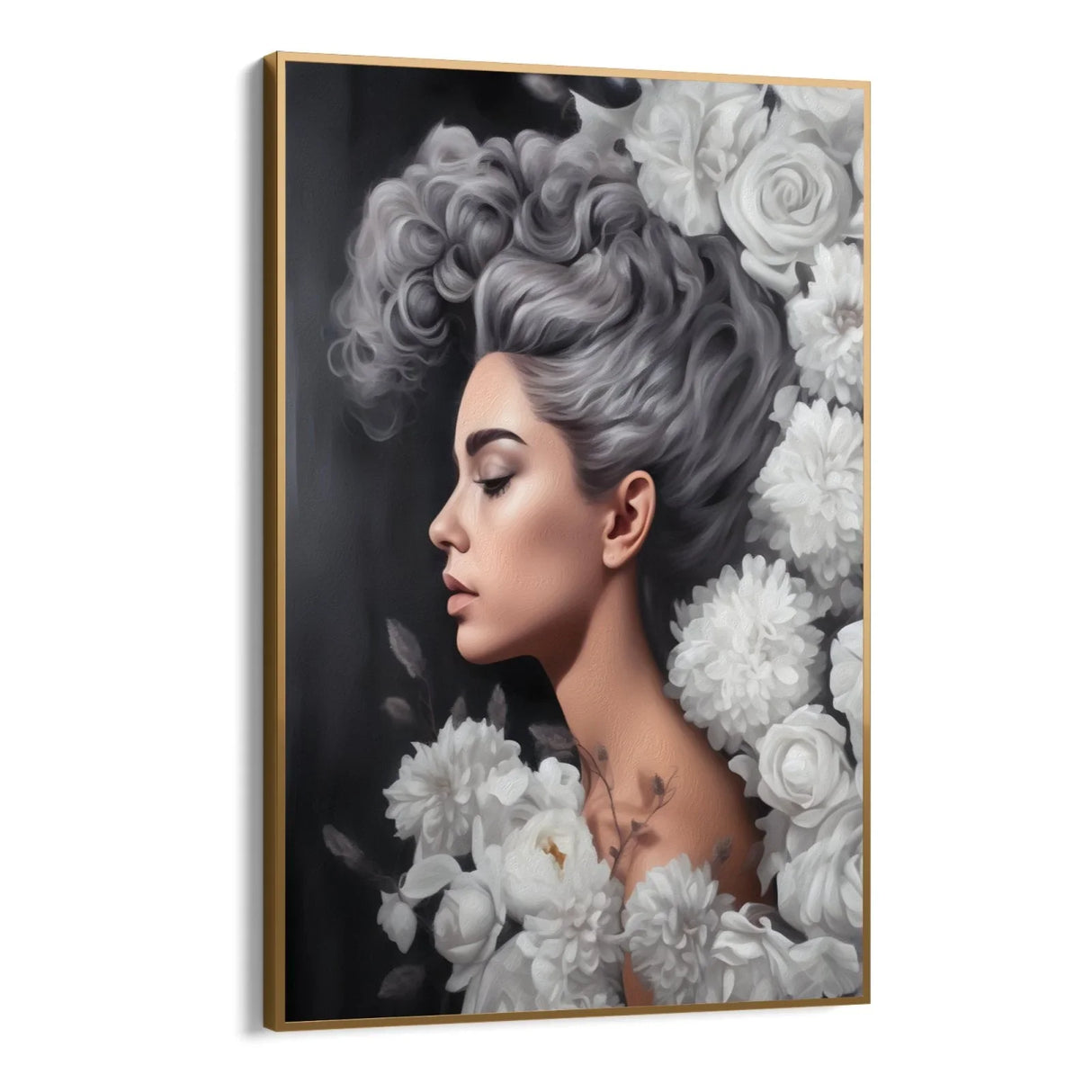 Quadro Stampa su Tela Grigio Floreale - CupidoDesign