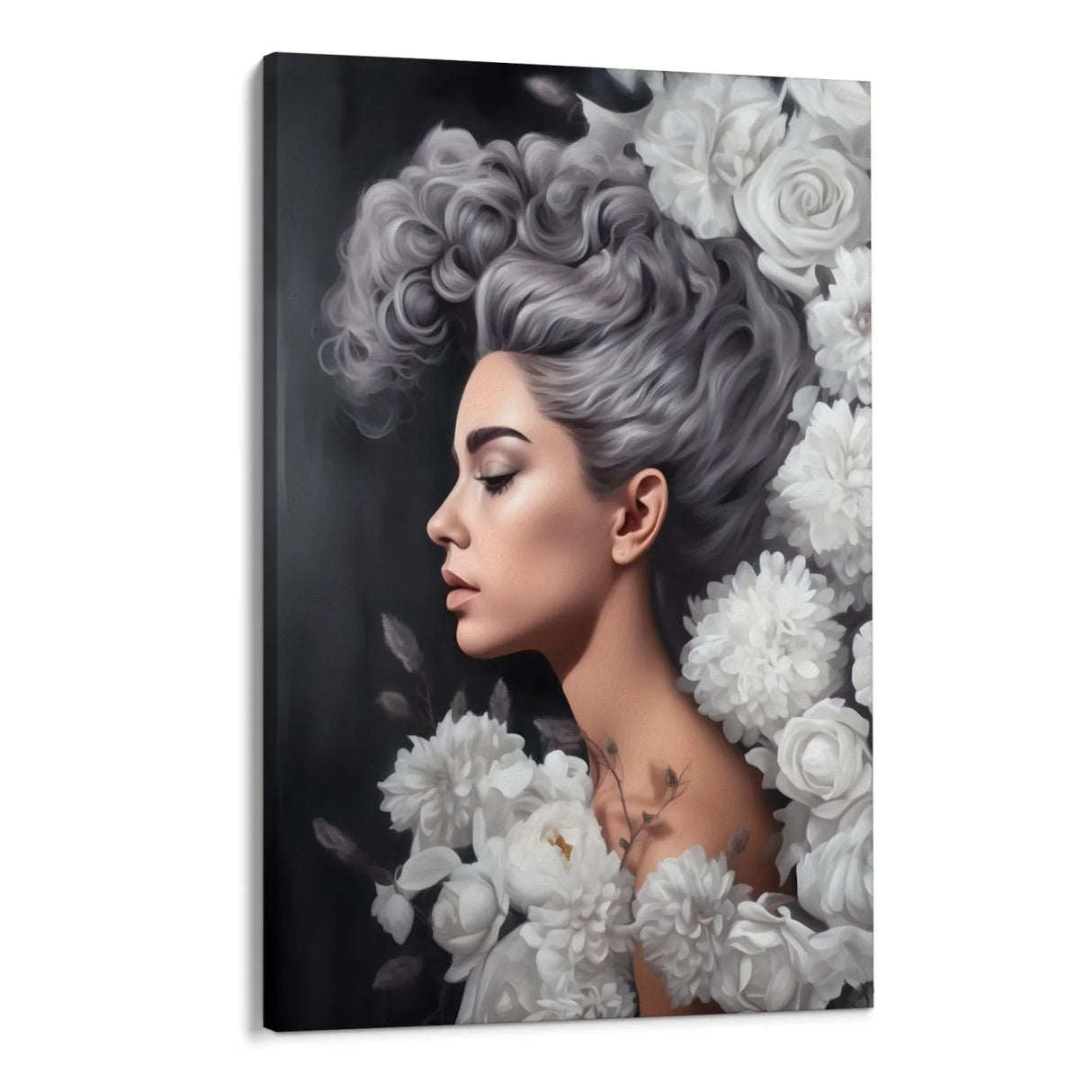 Quadro Stampa su Tela Grigio Floreale - CupidoDesign
