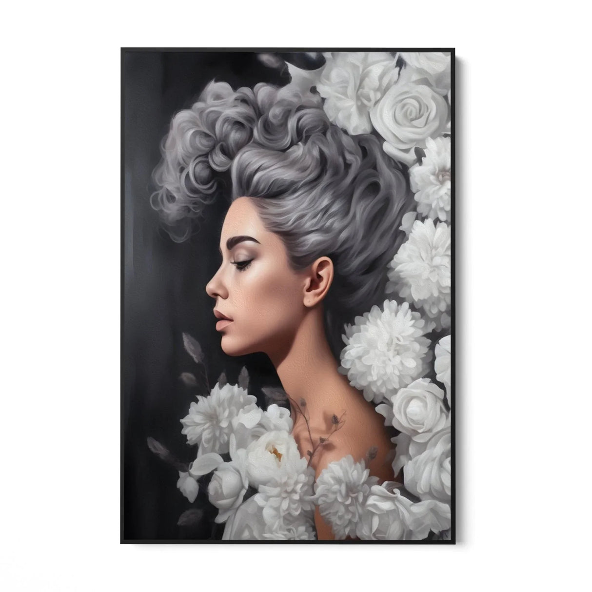 Quadro Stampa su Tela Grigio Floreale - CupidoDesign