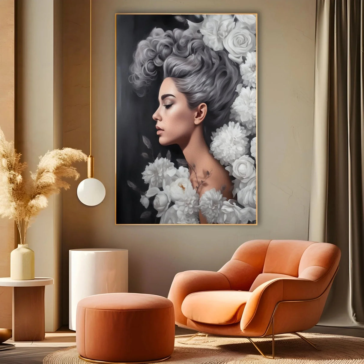 Quadro Stampa su Tela Grigio Floreale - CupidoDesign