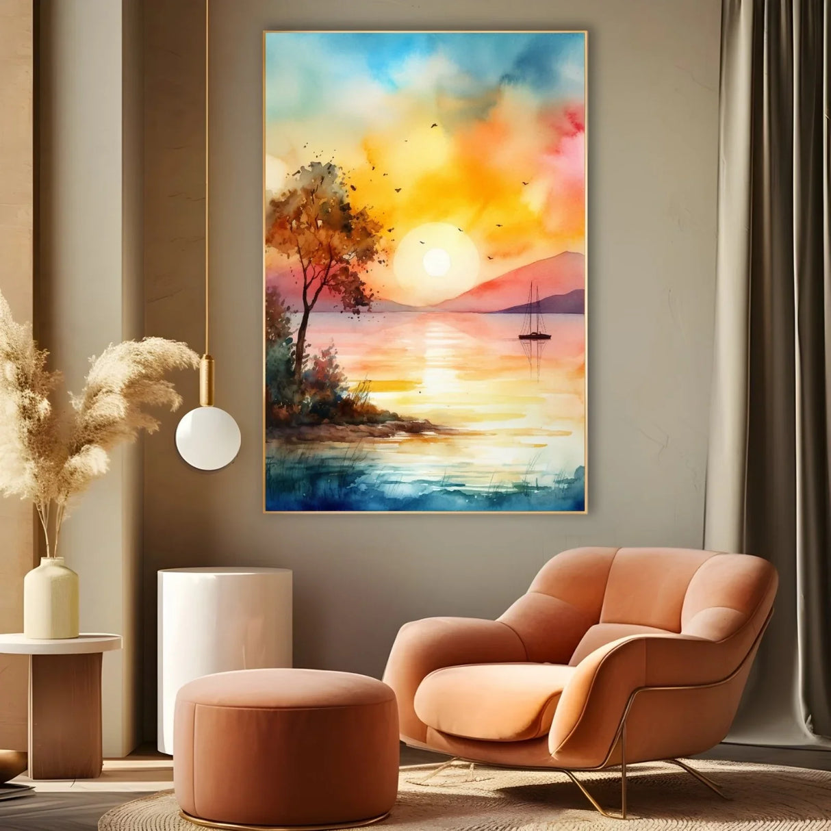 Quadro Stampa su Tela Il tramonto vivace - CupidoDesign