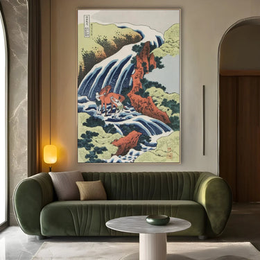 Quadro Stampa su Tela La Cascata del Lavaggio dei Cavalli, Katsushika Hokusai - CupidoDesign