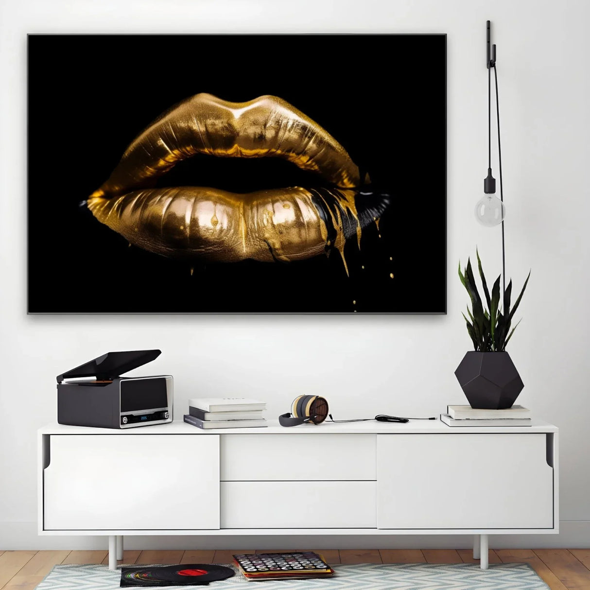Quadro Stampa su Tela Labbra Special Gold - CupidoDesign