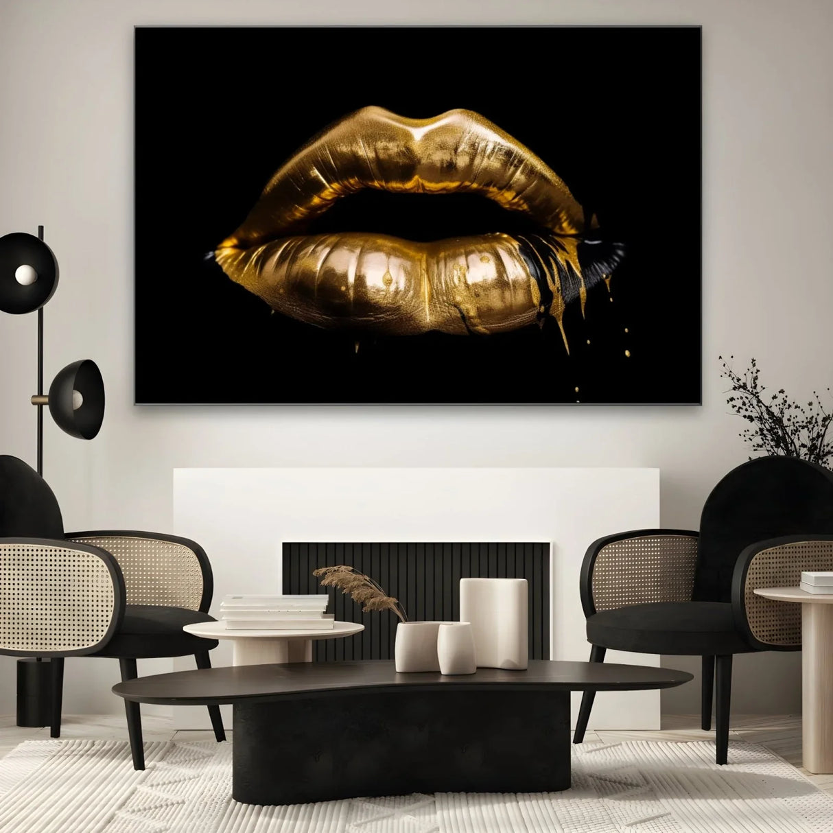 Quadro Stampa su Tela Labbra Special Gold - CupidoDesign