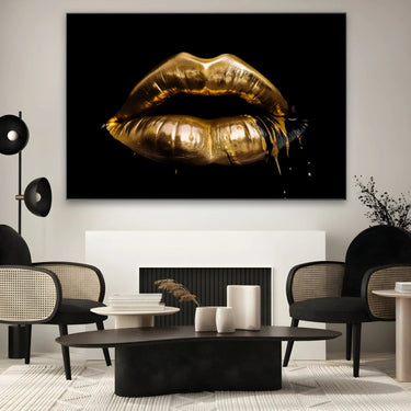 Quadro Stampa su Tela Labbra Special Gold - CupidoDesign