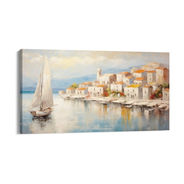 Quadro Stampa su Tela L'Attracco al Borgo Antico - CupidoDesign