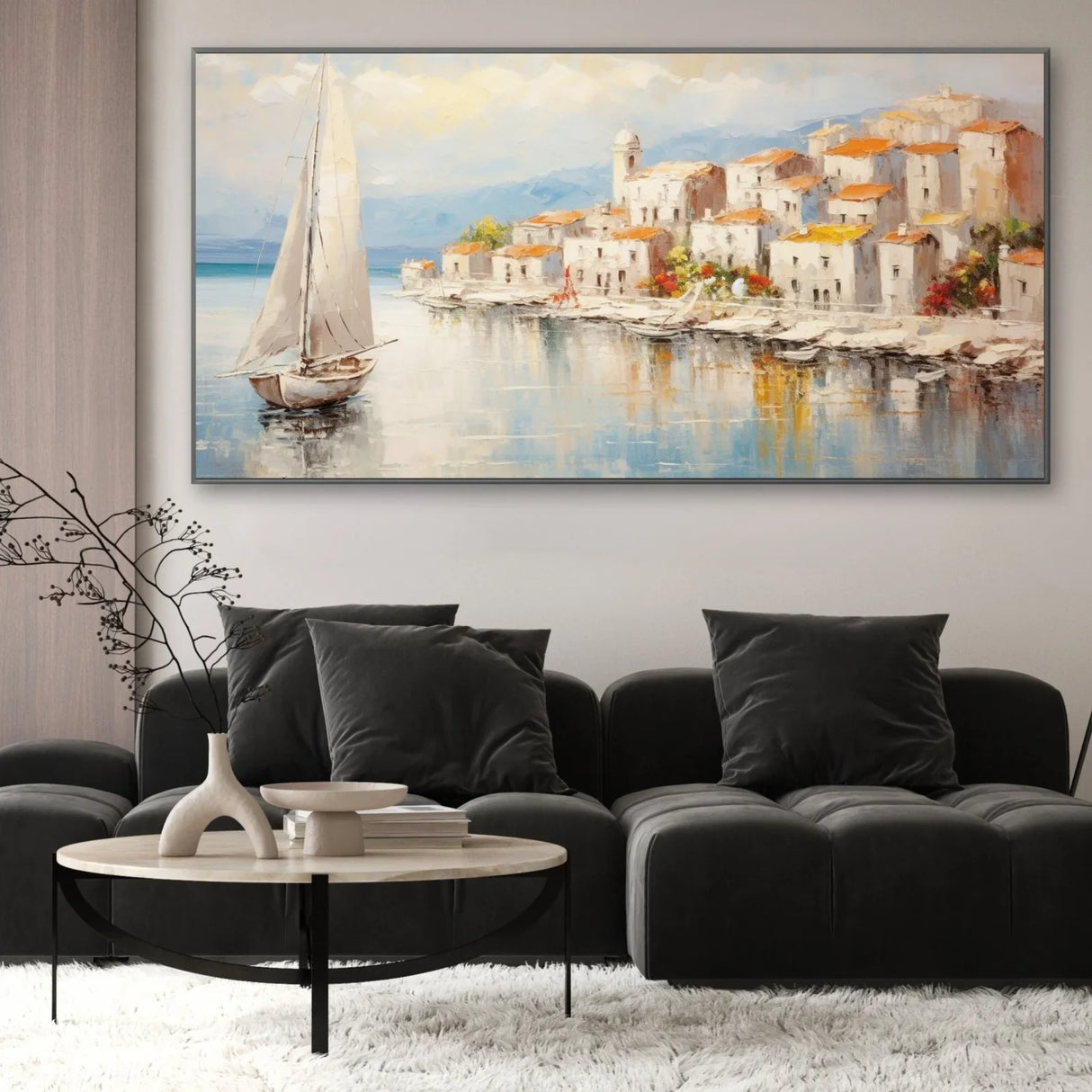 Quadro Stampa su Tela L'Attracco al Borgo Antico - CupidoDesign