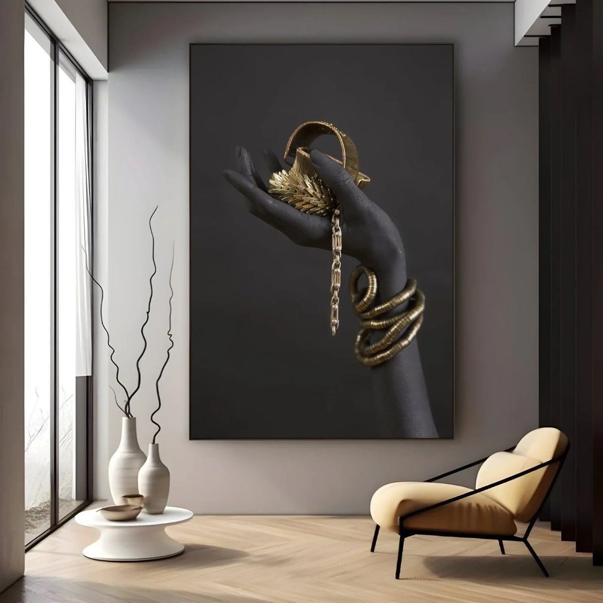 Quadro Stampa su Tela Mani Dorate - CupidoDesign