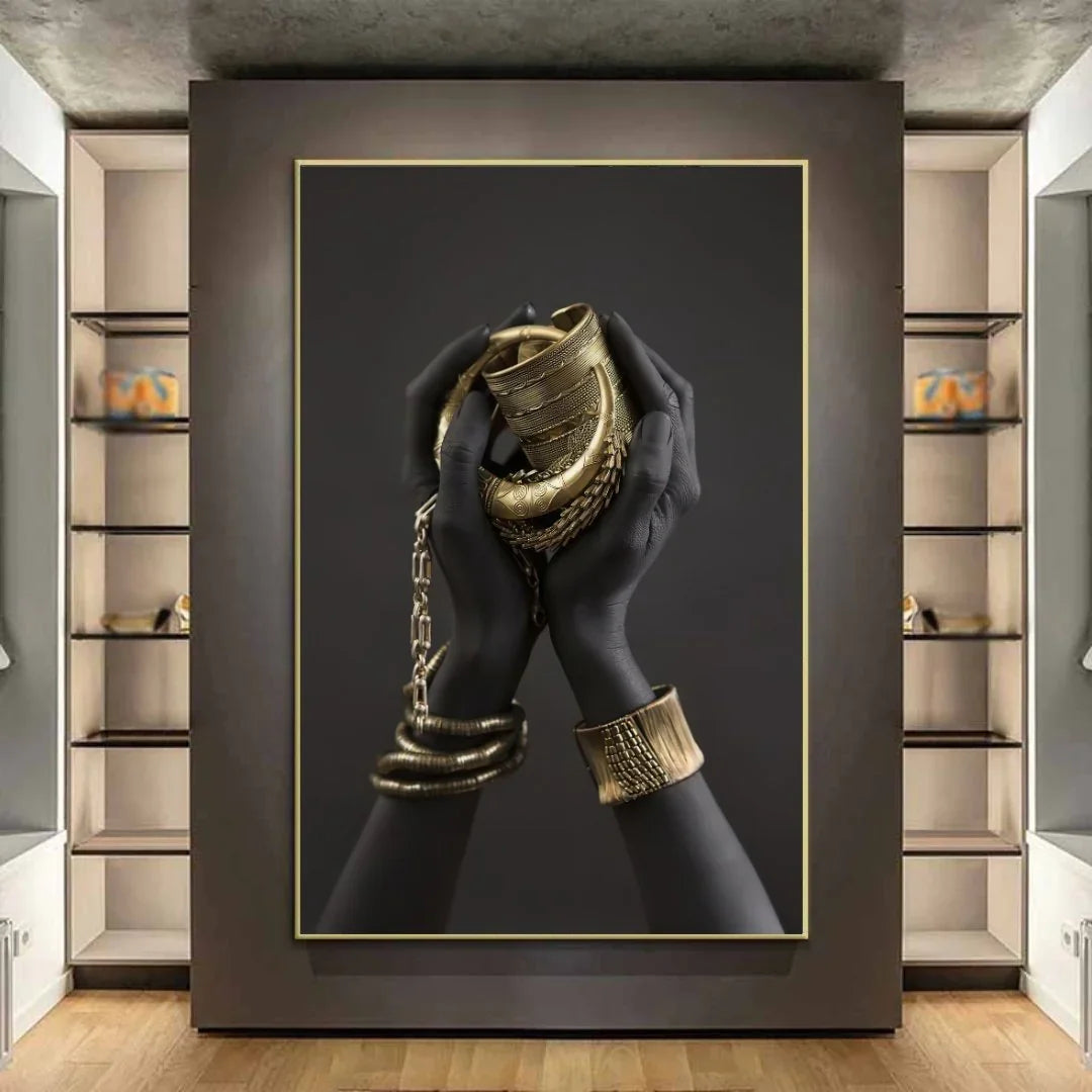 Quadro Stampa su Tela Mani Gold - CupidoDesign