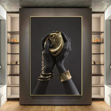 Quadro Stampa su Tela Mani Gold - CupidoDesign