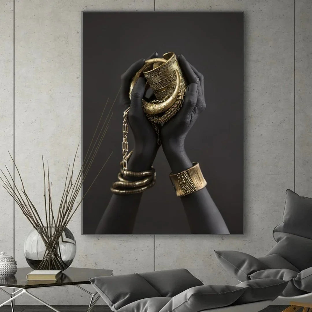 Quadro Stampa su Tela Mani Gold - CupidoDesign