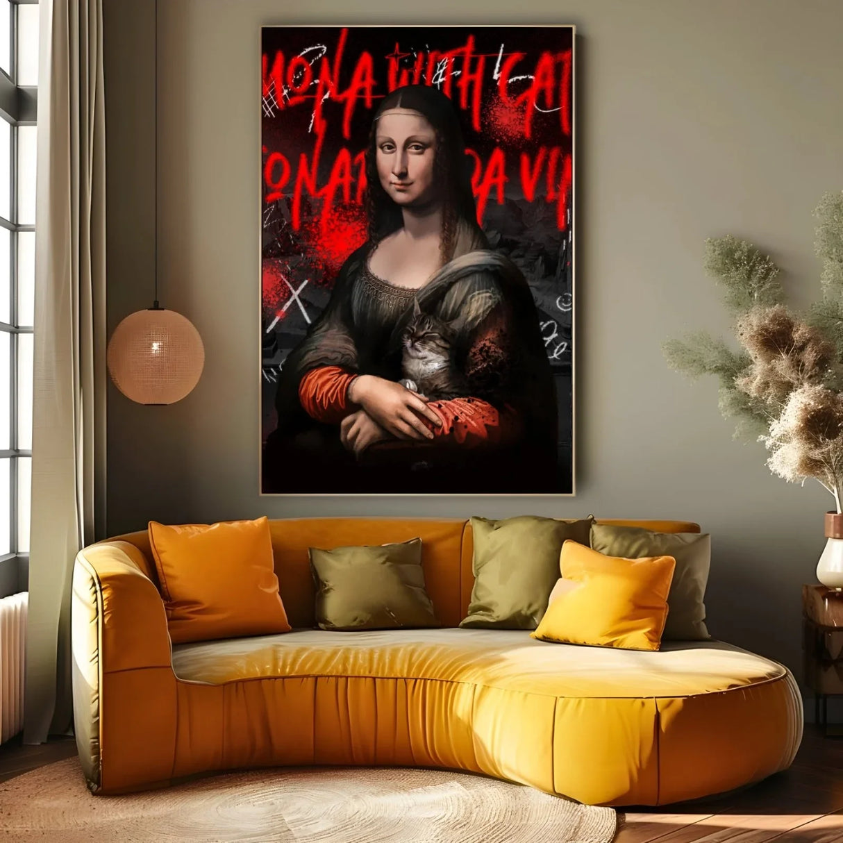 Quadro Stampa su Tela Mona Lisa Graffiti - CupidoDesign