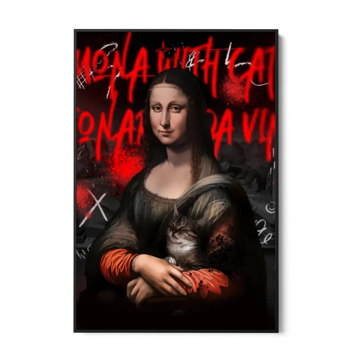Quadro Stampa su Tela Mona Lisa Graffiti - CupidoDesign