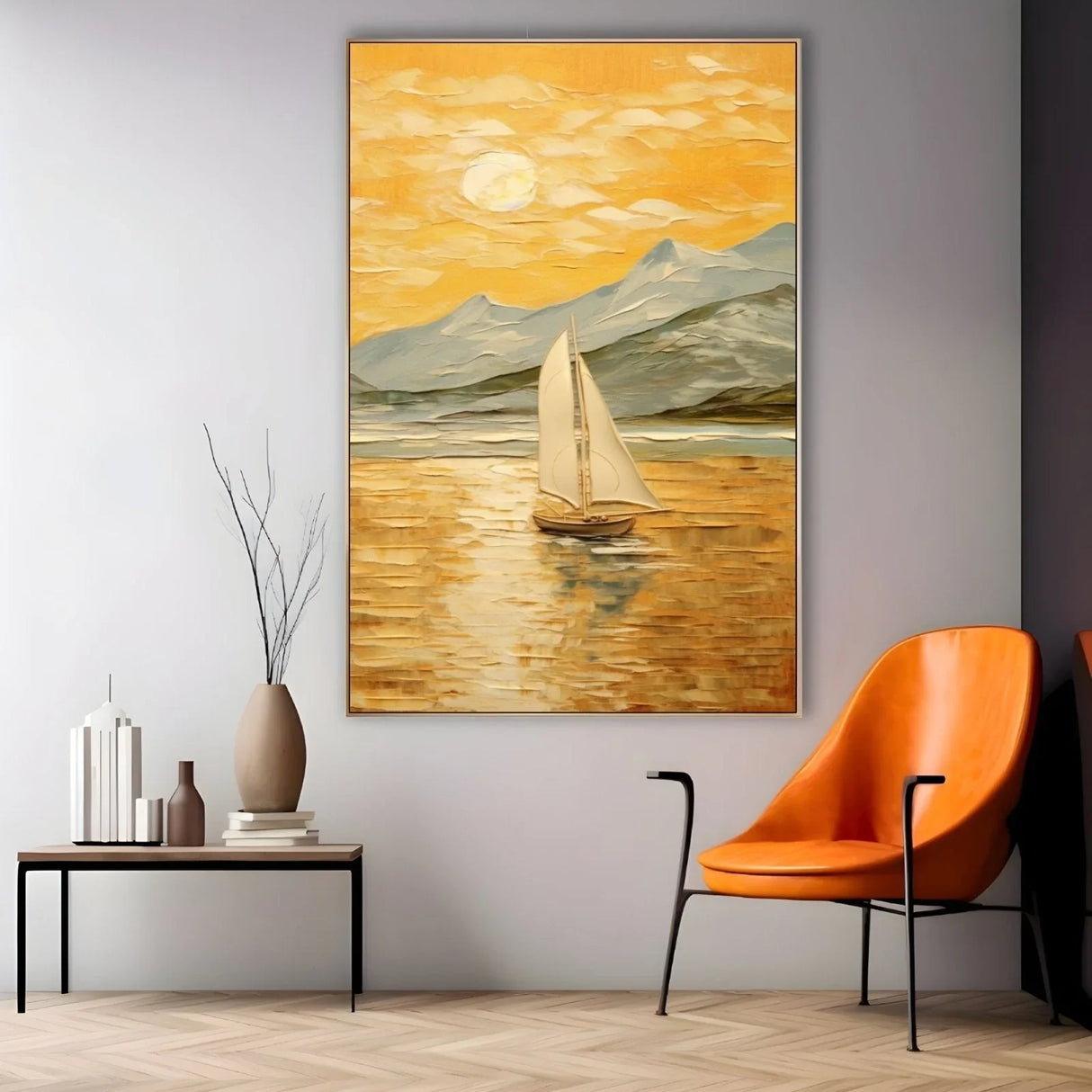 Quadro Stampa su Tela Navigando verso il tramonto - CupidoDesign