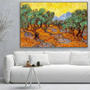 Quadro Stampa su Tela Olive Trees with Yellow Sky and Sun, Vincent Van Gogh - CupidoDesign