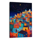 Quadro Stampa su Tela Paese del mediterraneo di notte - CupidoDesign