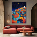 Quadro Stampa su Tela Paese del mediterraneo di notte - CupidoDesign