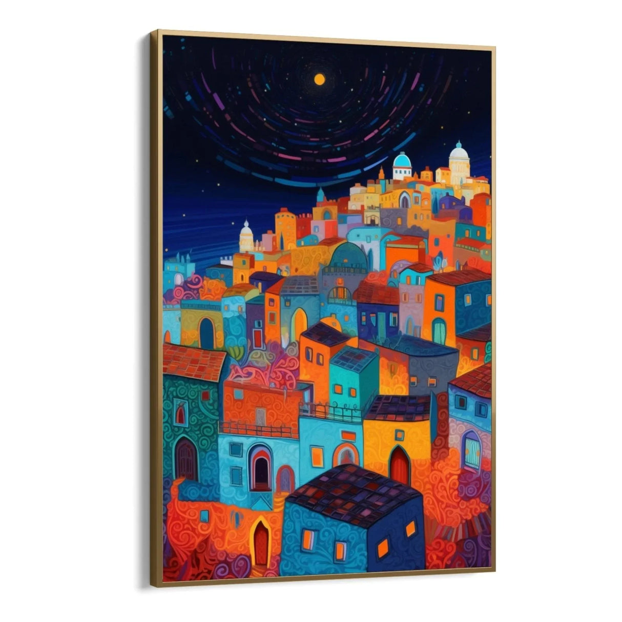 Quadro Stampa su Tela Paese del mediterraneo di notte - CupidoDesign