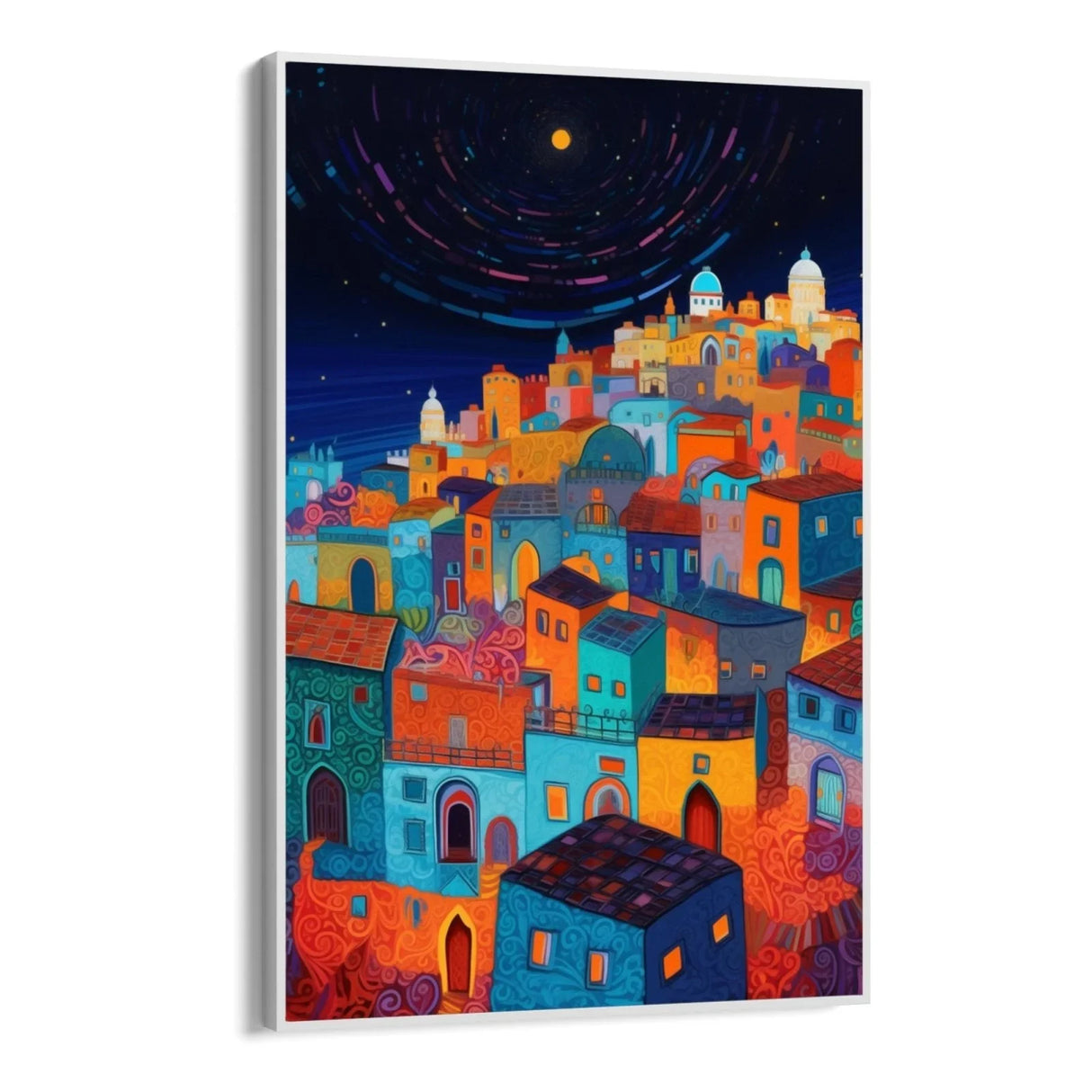 Quadro Stampa su Tela Paese del mediterraneo di notte - CupidoDesign