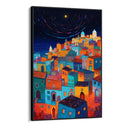 Quadro Stampa su Tela Paese del mediterraneo di notte - CupidoDesign