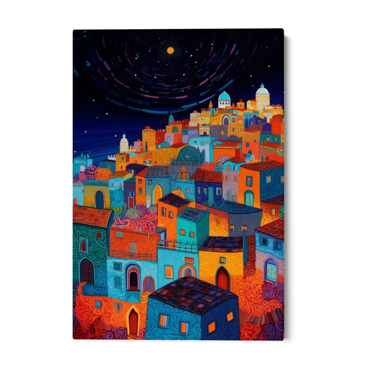 Quadro Stampa su Tela Paese del mediterraneo di notte - CupidoDesign