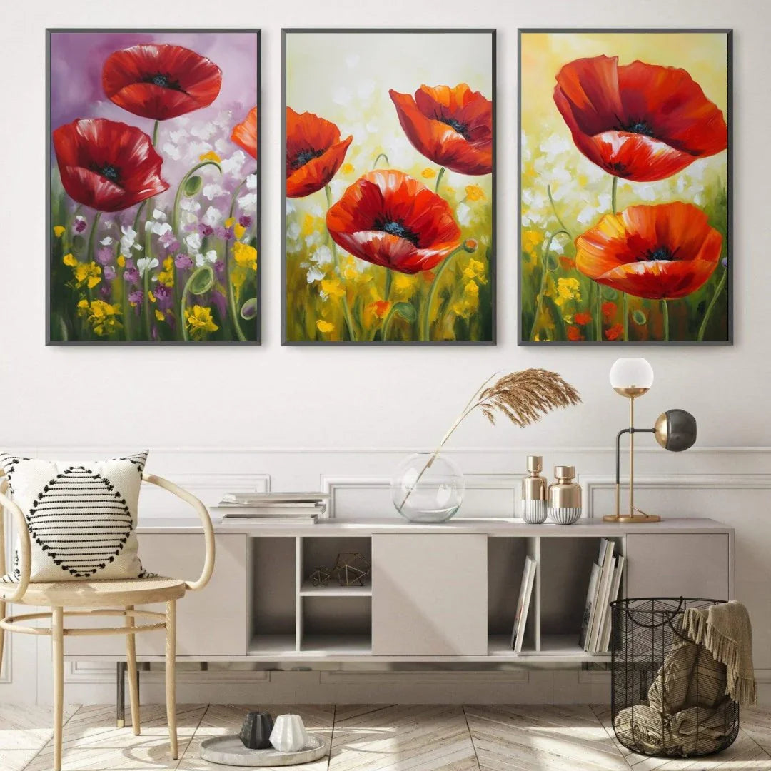 Quadro Stampa su Tela Papaveri Colorati - CupidoDesign