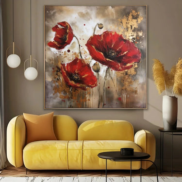 Quadro Stampa su Tela Papaveri Dorati - CupidoDesign