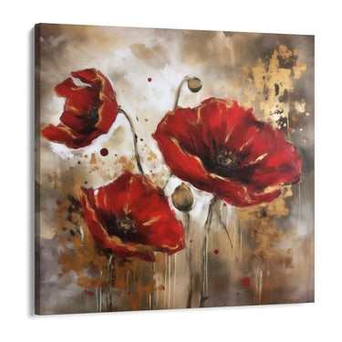 Quadro Stampa su Tela Papaveri Dorati - CupidoDesign