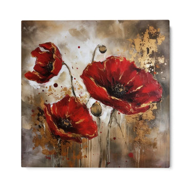 Quadro Stampa su Tela Papaveri Dorati - CupidoDesign
