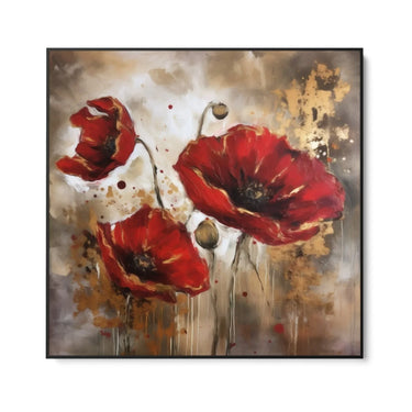 Quadro Stampa su Tela Papaveri Dorati - CupidoDesign