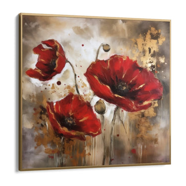 Quadro Stampa su Tela Papaveri Dorati - CupidoDesign