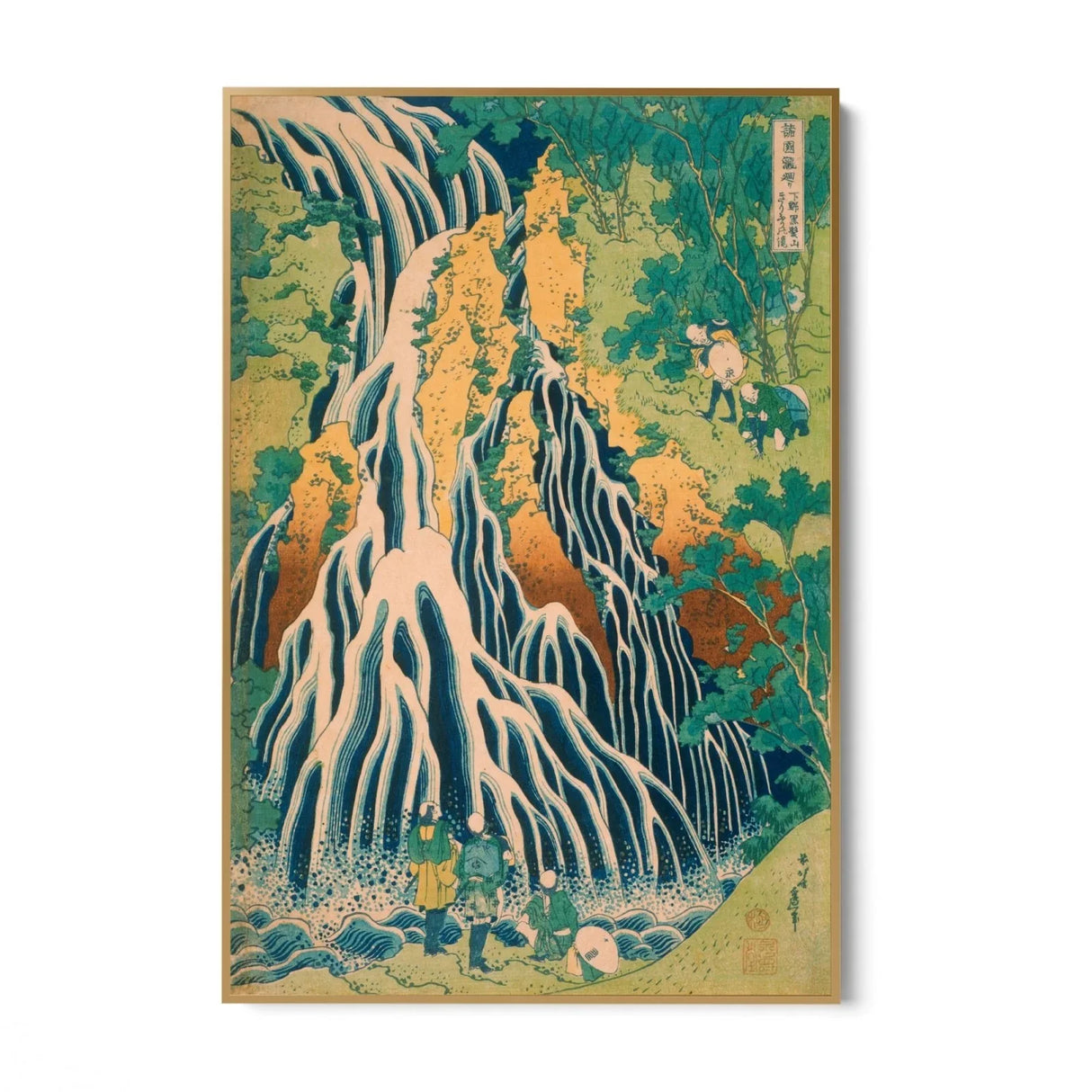 Quadro Stampa su Tela Pellegrini alla Cascata di Kirifuri, Katsushika Hokusai - CupidoDesign