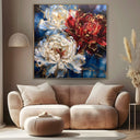 Quadro Stampa su Tela Peonia sul Blu - CupidoDesign