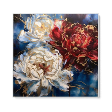 Quadro Stampa su Tela Peonia sul Blu - CupidoDesign
