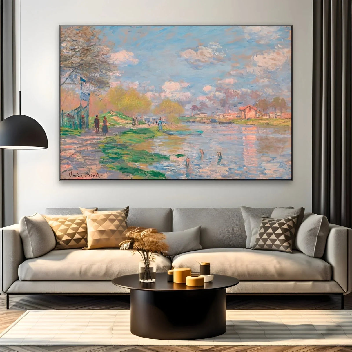 Quadro Stampa su Tela Primavera lungo la senna - Claude Monet - CupidoDesign