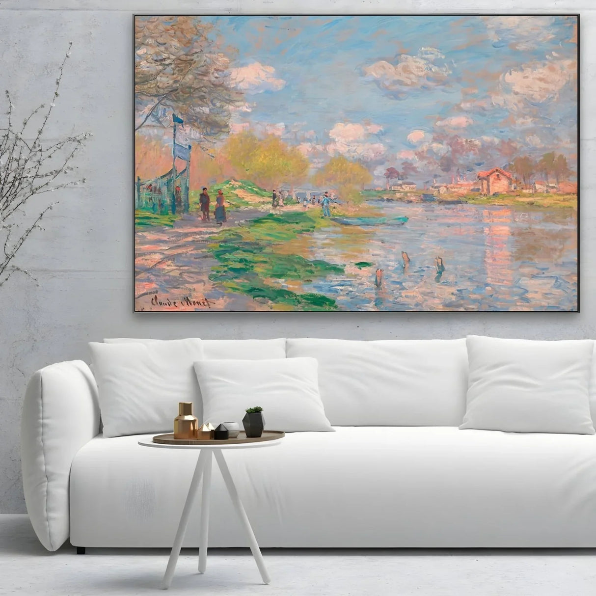 Quadro Stampa su Tela Primavera lungo la senna - Claude Monet - CupidoDesign