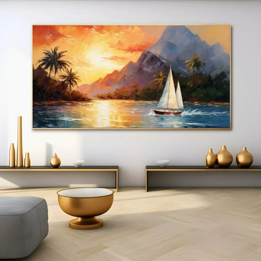 Quadro Stampa su Tela Barca nel Flusso - CupidoDesign