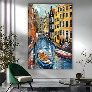 Quadro Stampa su Tela Riflessi di Amsterdam, Paesi Bassi - CupidoDesign