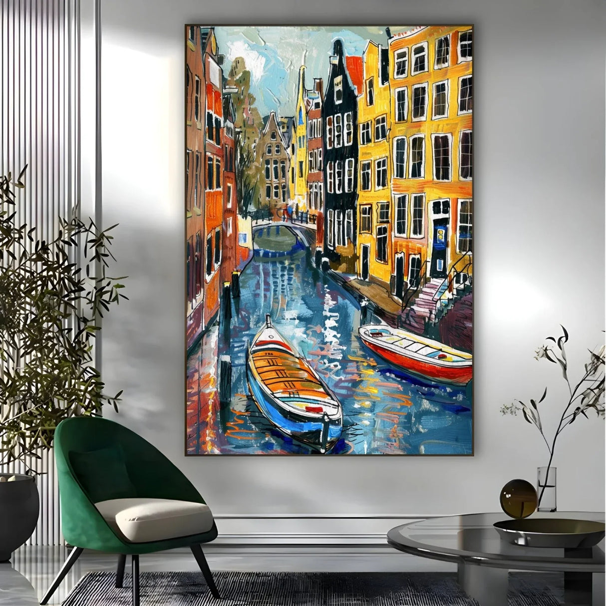 Quadro Stampa su Tela Riflessi di Amsterdam, Paesi Bassi - CupidoDesign