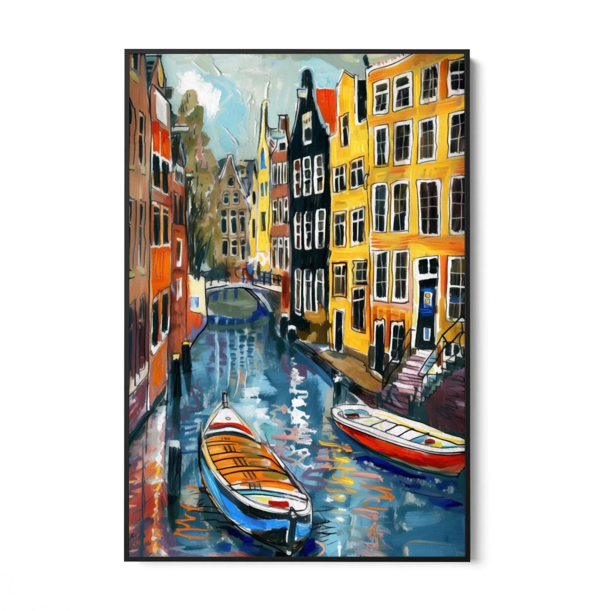 Quadro Stampa su Tela Riflessi di Amsterdam, Paesi Bassi - CupidoDesign