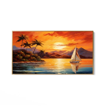 Quadro Stampa su Tela Riflessi Dorati sul Lago - CupidoDesign