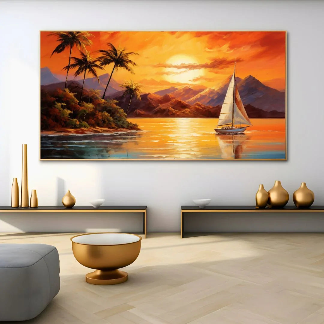 Quadro Stampa su Tela Riflessi Dorati sul Lago - CupidoDesign
