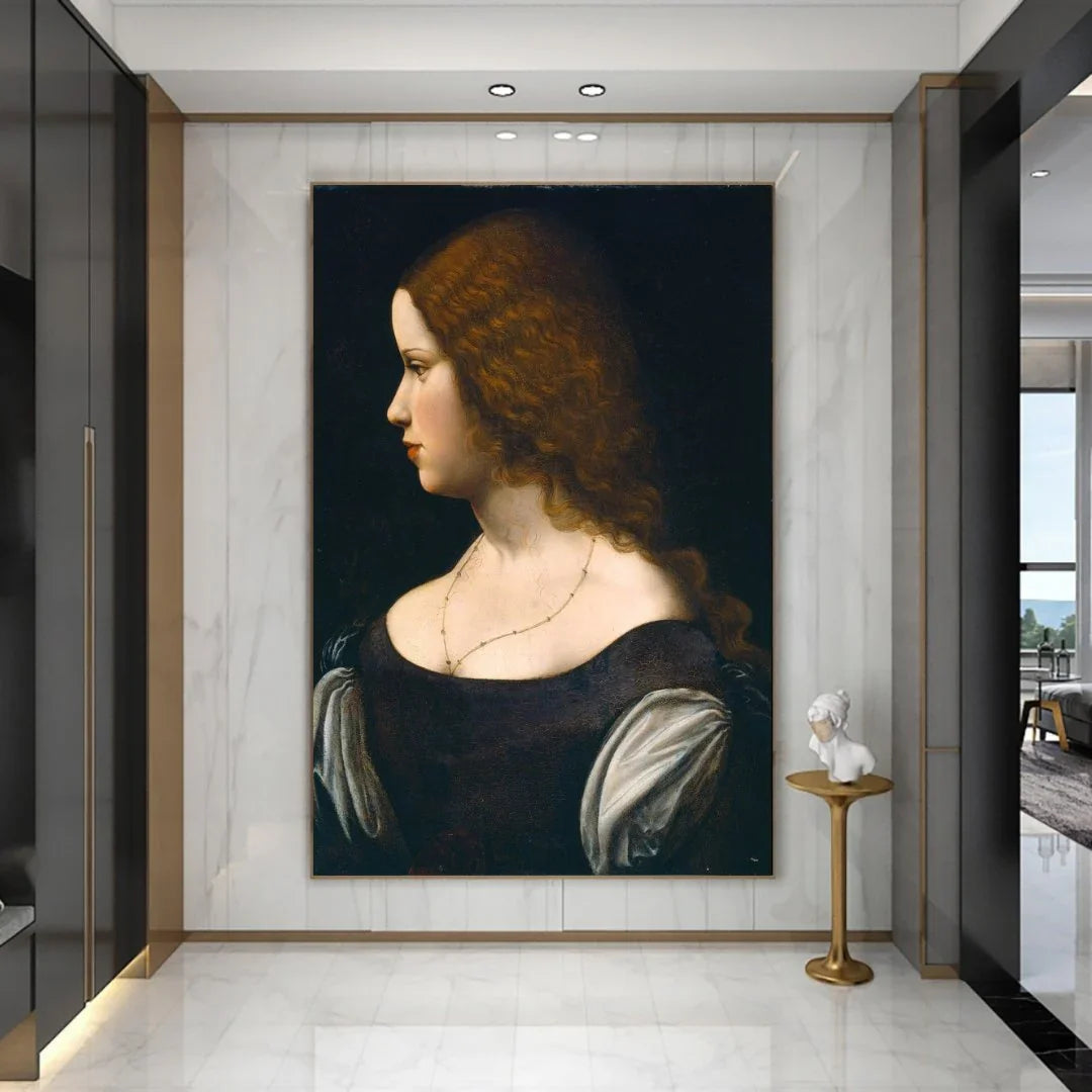 Quadro Stampa su Tela Ritratto di una giovane donna, Leonardo Da Vinci - CupidoDesign