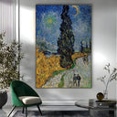 Quadro Stampa su Tela Road with Cypress and Star, Vincent Van Gogh - CupidoDesign