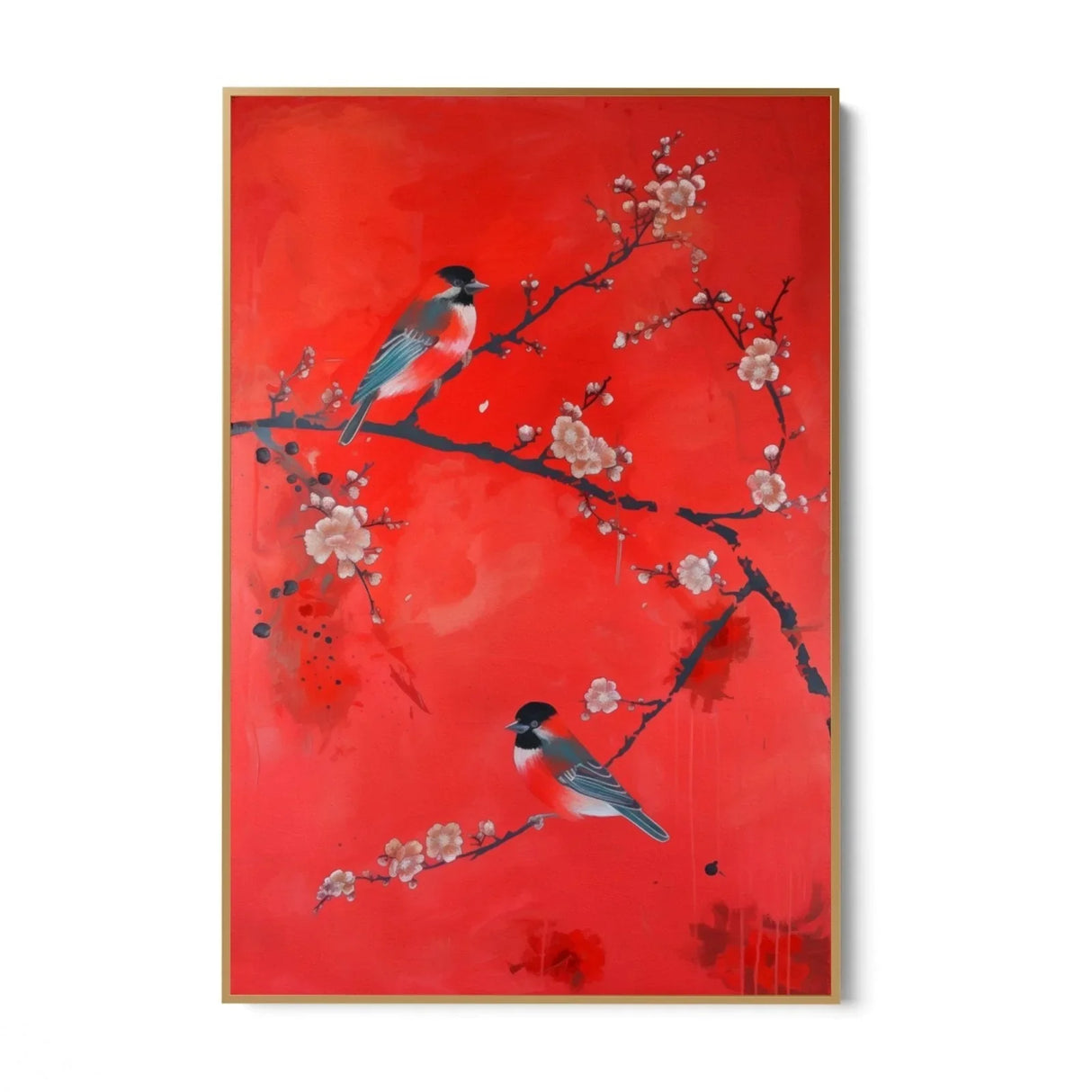 Quadro Stampa su Tela Rosso tra i passeri - CupidoDesign