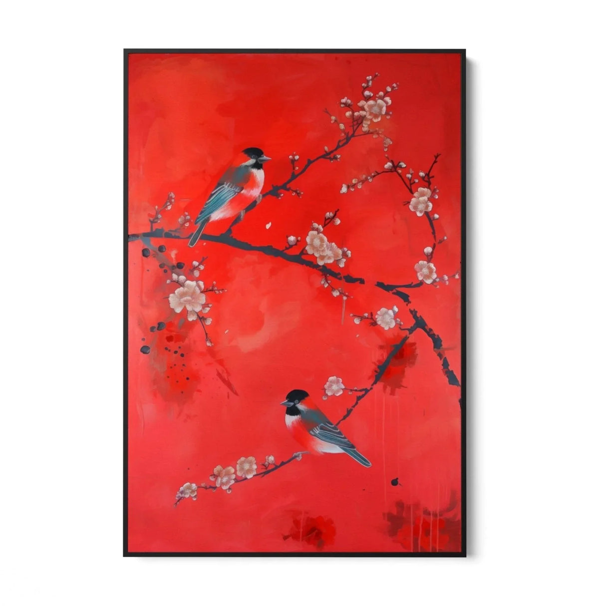 Quadro Stampa su Tela Rosso tra i passeri - CupidoDesign