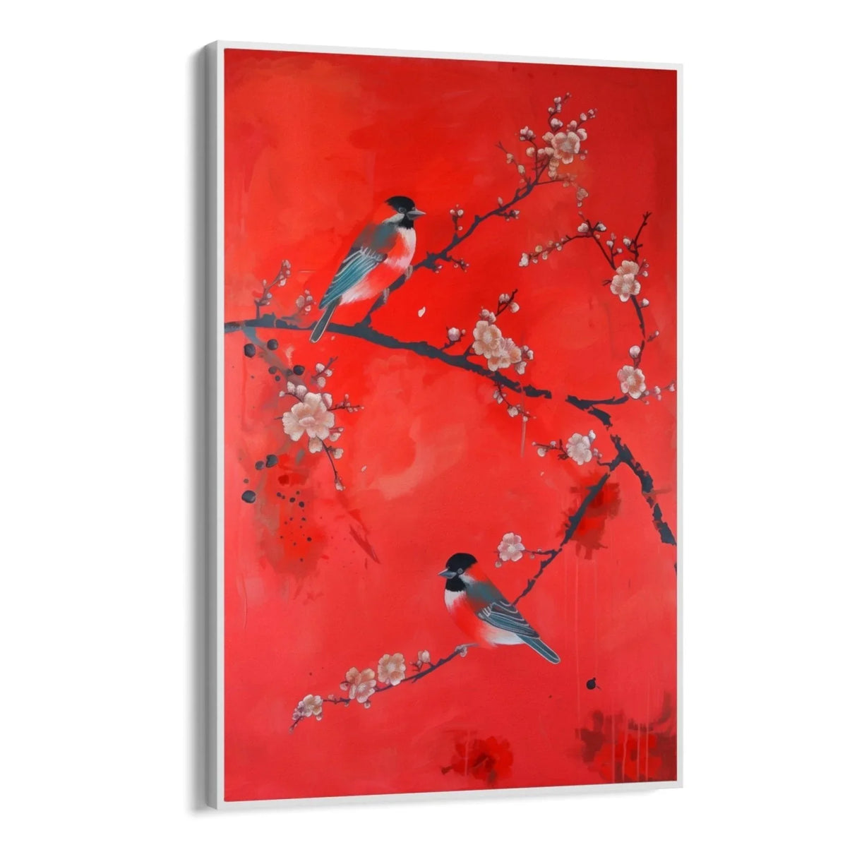 Quadro Stampa su Tela Rosso tra i passeri - CupidoDesign