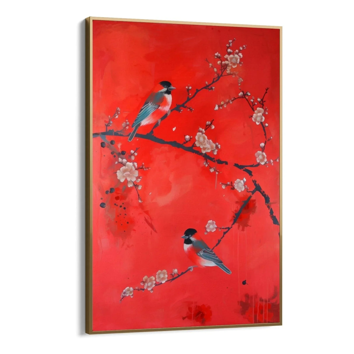 Quadro Stampa su Tela Rosso tra i passeri - CupidoDesign