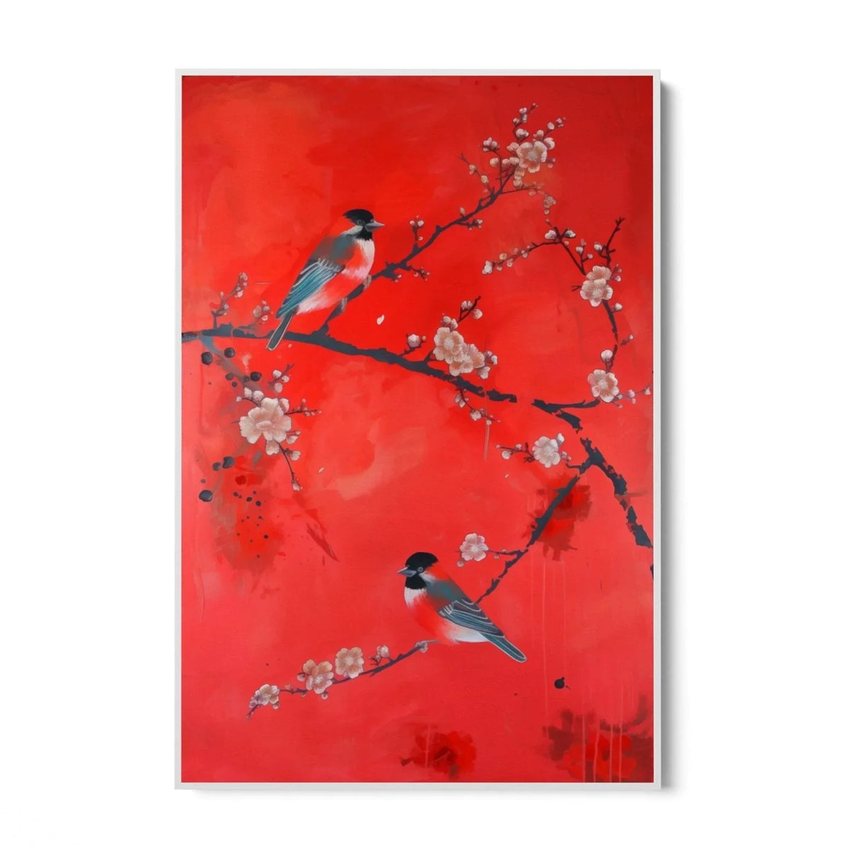 Quadro Stampa su Tela Rosso tra i passeri - CupidoDesign